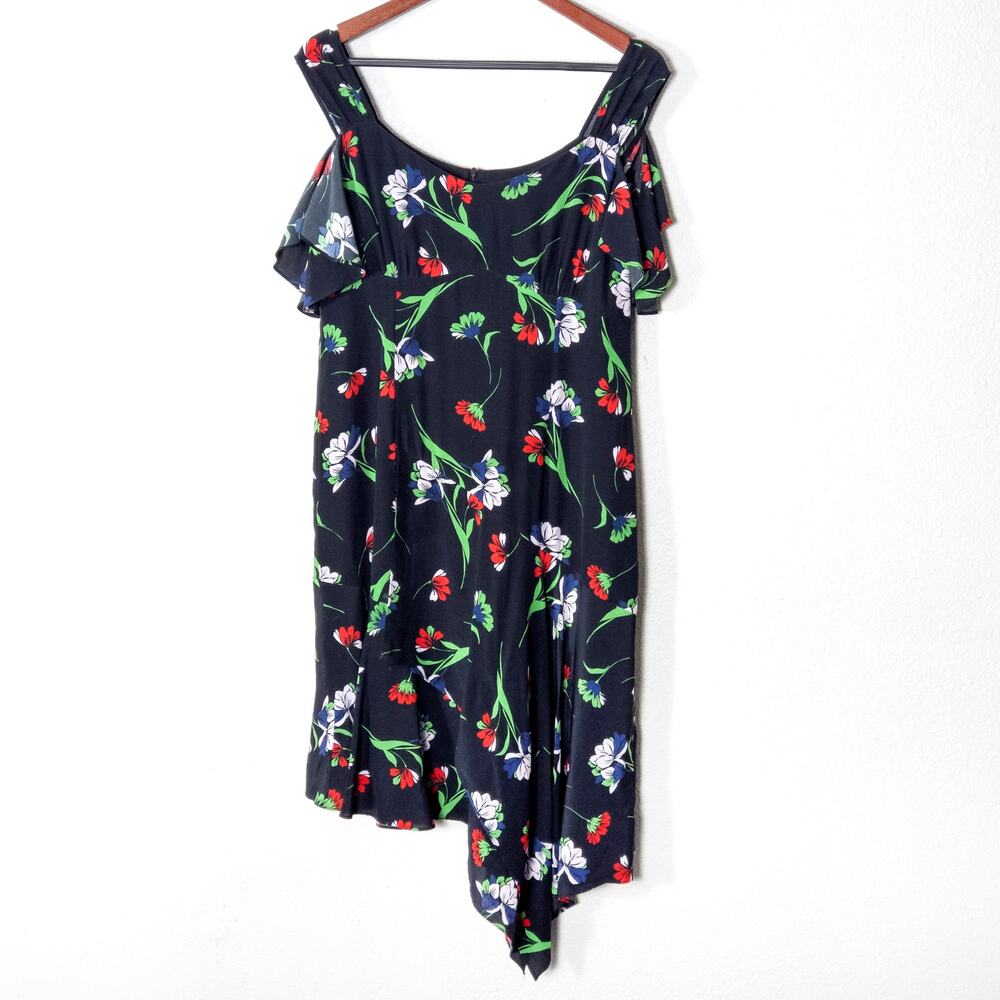 Nanette Lepore Dress Size 8 Cold Shoulder Floral Summer Mini Black Romantic